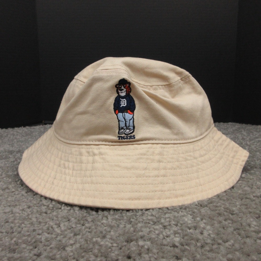 Detroit Tigers Bucket Hat Mens One Size Beige Mascot Twill Baseball Melon‎ Coney